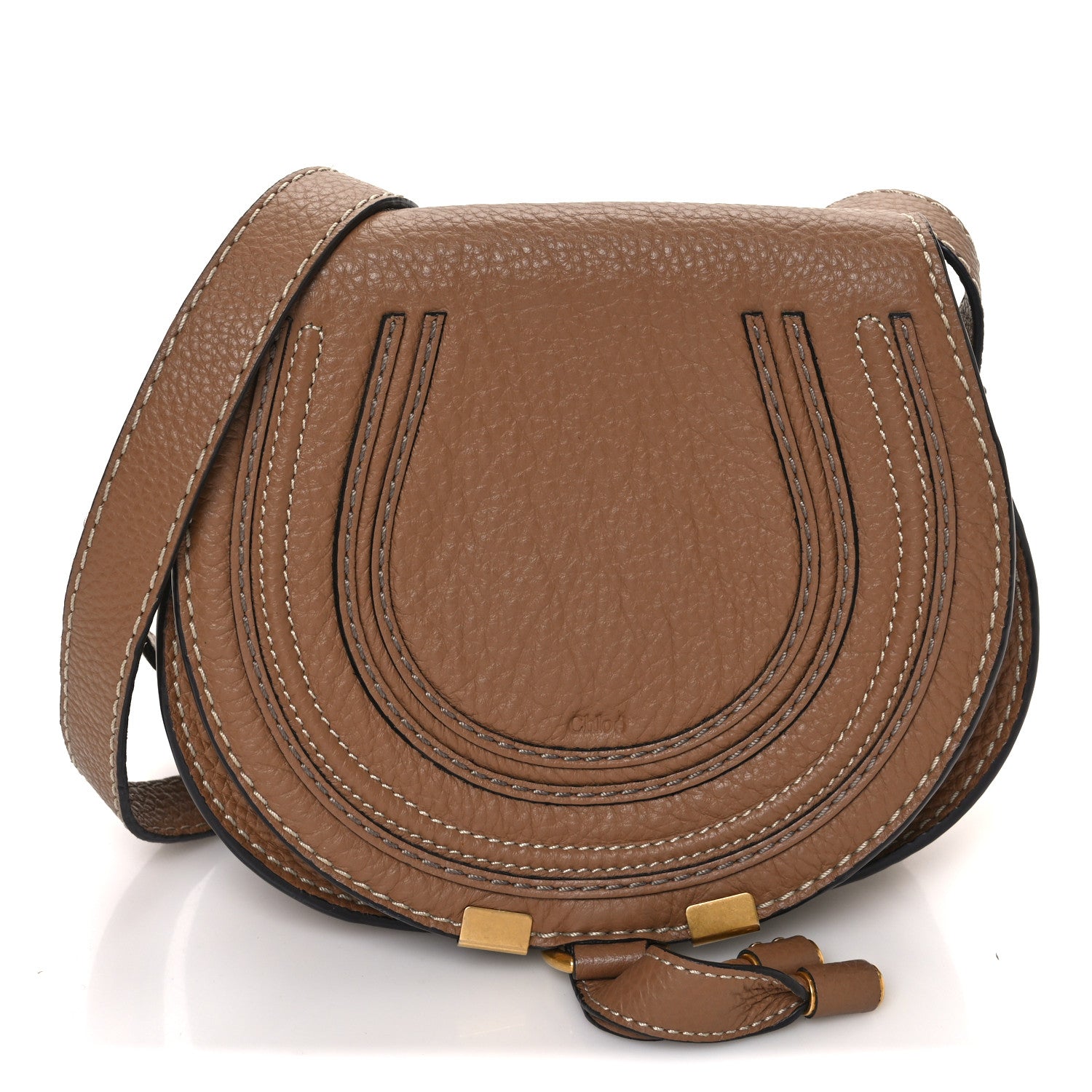 Chloe Calfskin Mini Marcie Round Crossbody Bag Nut 1 of 13