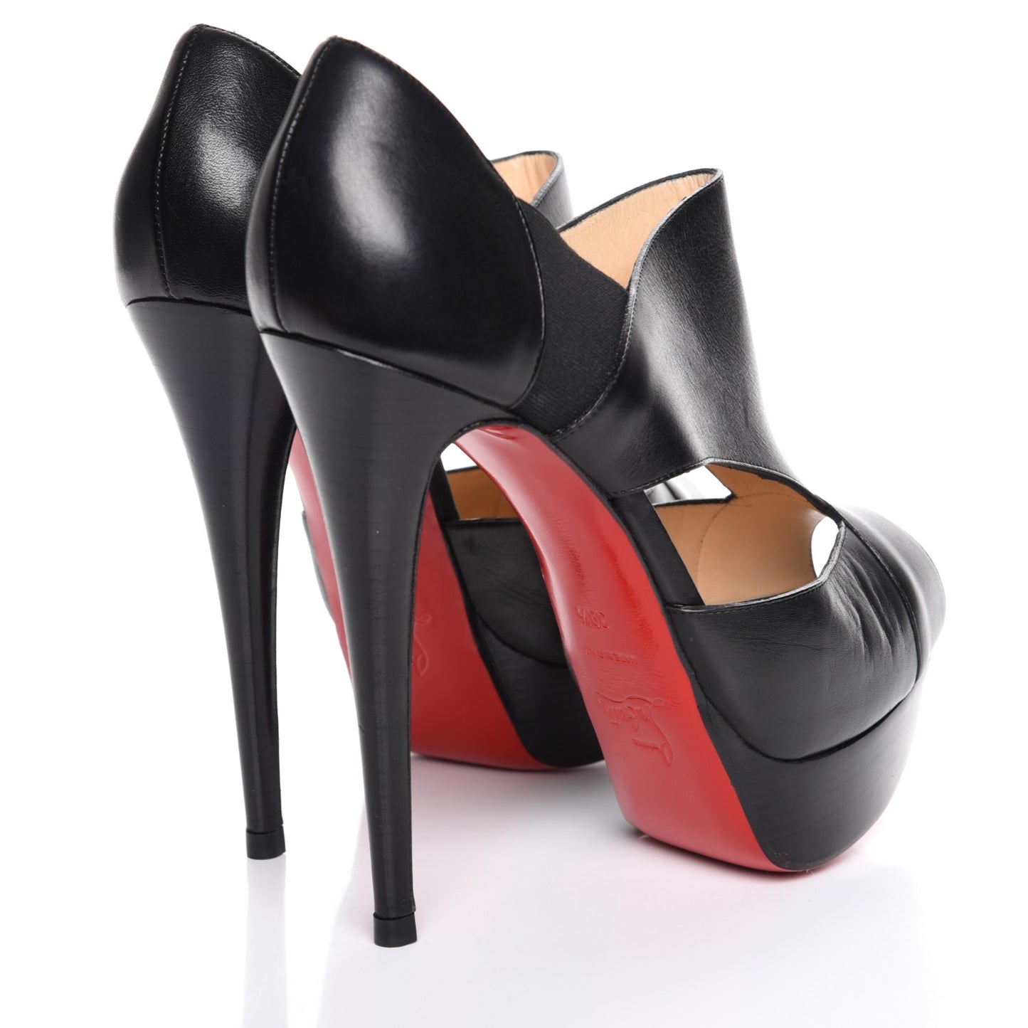 Calfskin Pitou 150 Peep Toe Platform Booties 39.5 Black
