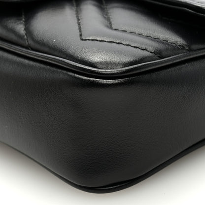 Gucci Calfskin Matelasse Super Mini GG Marmont Shoulder Bag Black 8 of 9