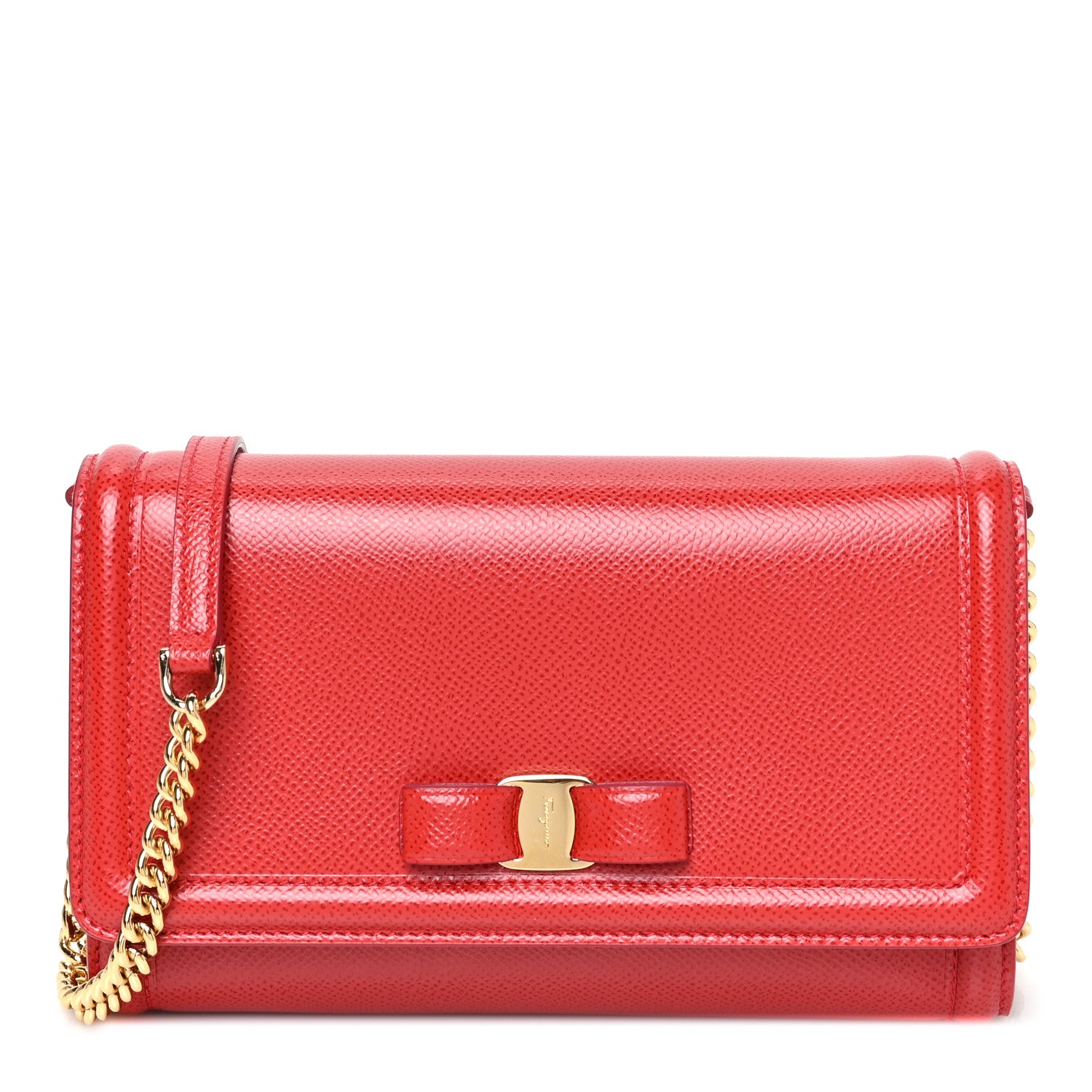 Salvatore Ferragamo Hammered Calfskin Vara Bow Minibag Red 1 of 8