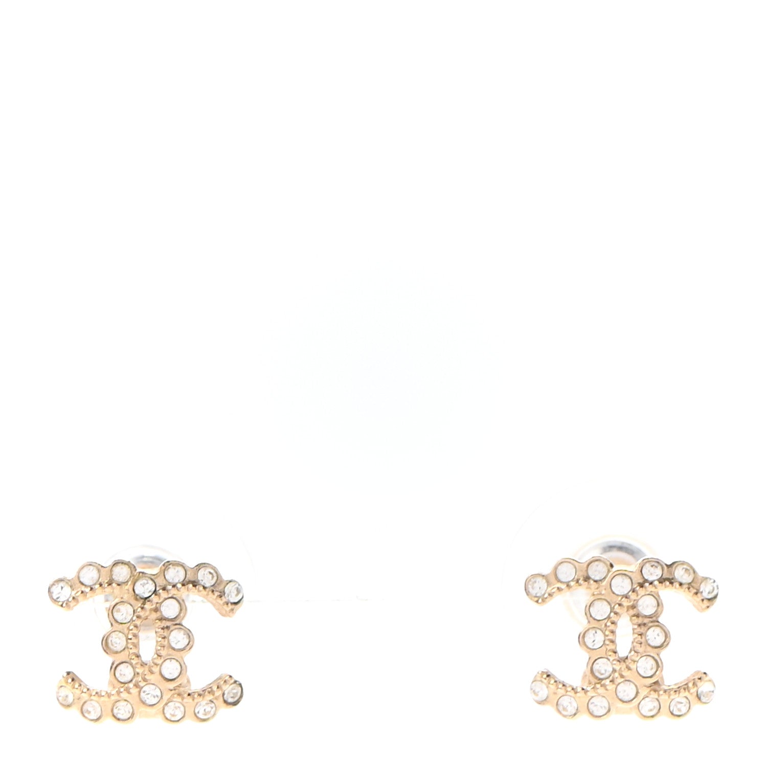 Chanel Crystal CC Earrings Gold 1 of 4