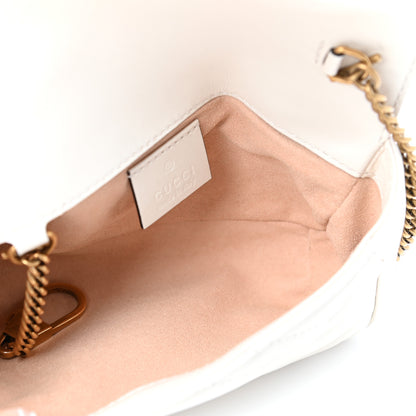 Gucci Calfskin Matelasse Super Mini GG Marmont Shoulder Bag White 5 of 11