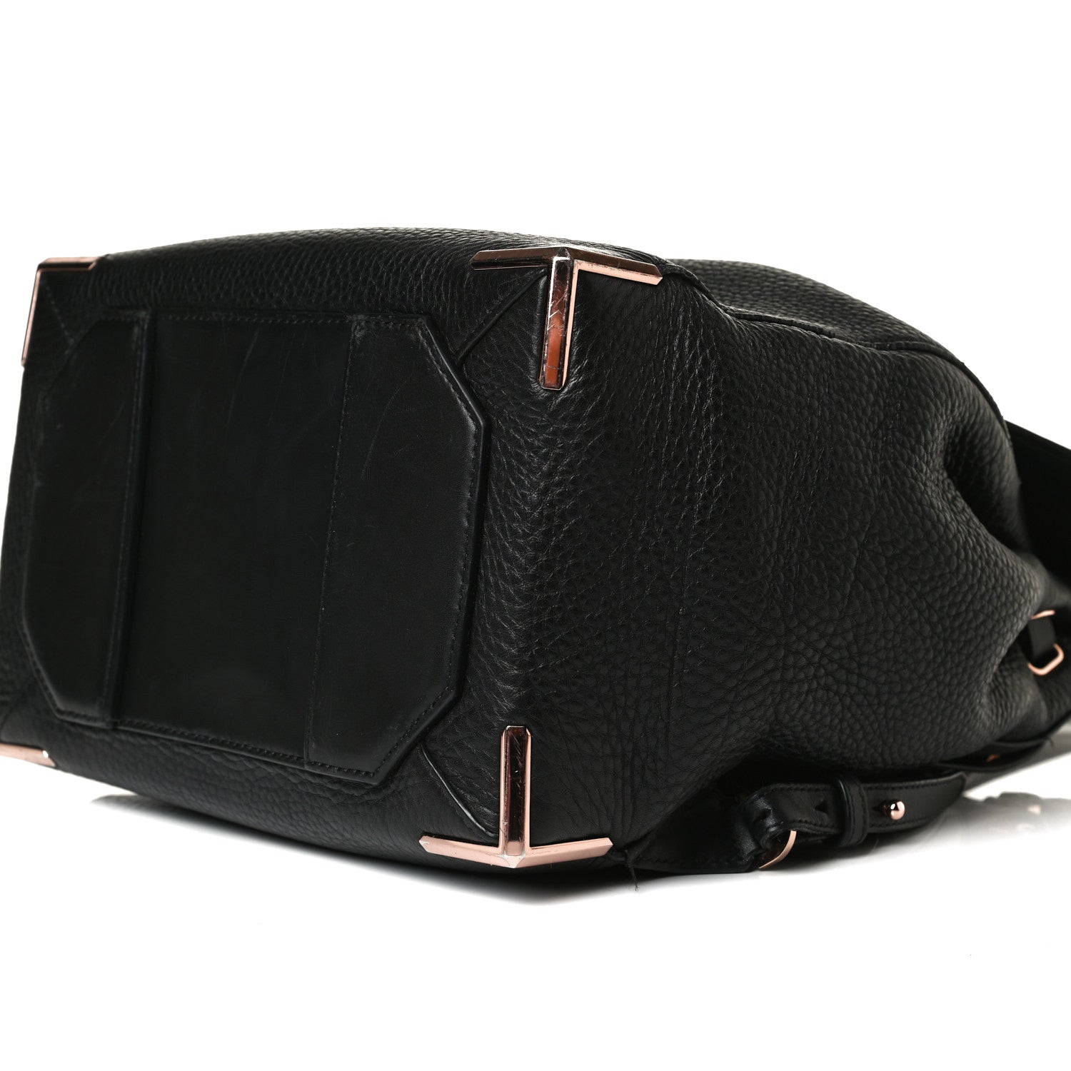 Alexander Wang Pebbled Calfskin Prisma Skeletal Backpack Black Rose Gold Hardware 9 of 13