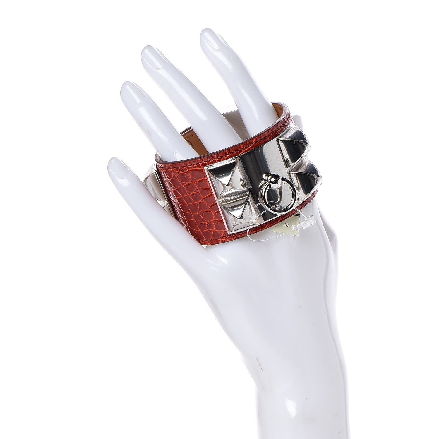 Hermes Shiny Alligator Collier De Chien CDC Bracelet S Sanguine 2 of 7