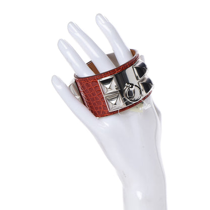 Hermes Shiny Alligator Collier De Chien CDC Bracelet S Sanguine 2 of 7