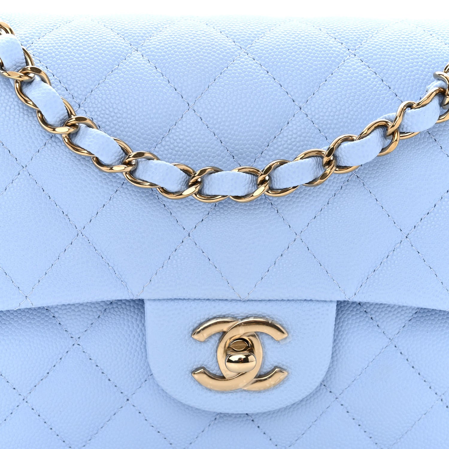 Chanel Caviar Quilted Small Double Flap Light Blue 8 of 10