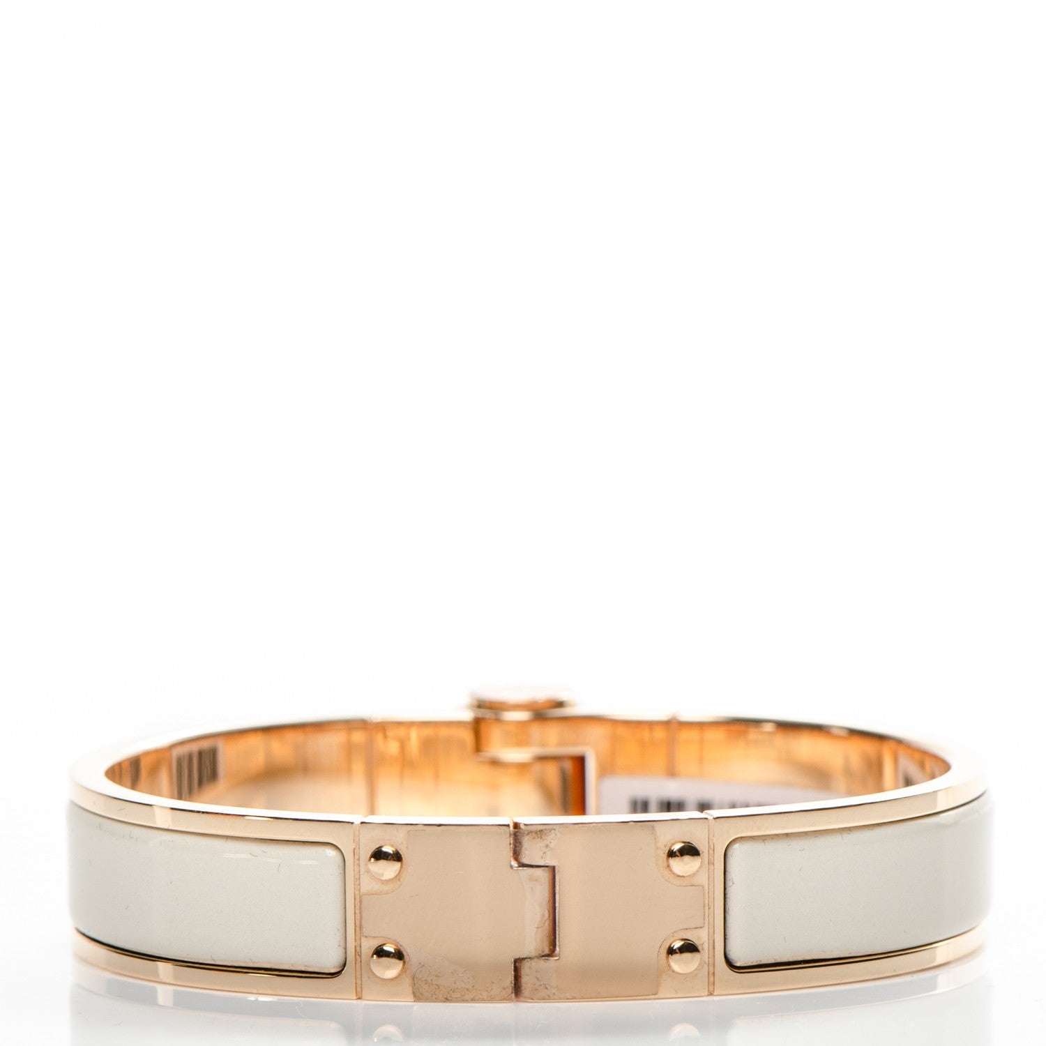 Hermes Enamel Narrow Charniere Hinged Bracelet S Pannacotta 3 of 6