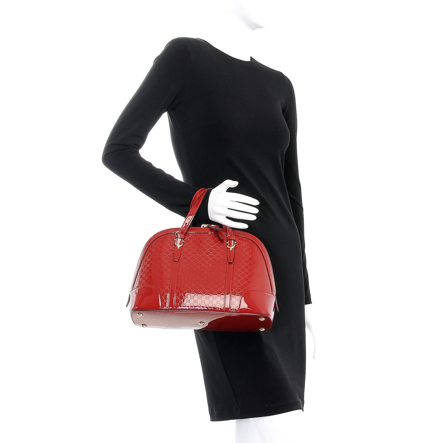Patent Microguccissima Small Nice Top Handle Dome Bag Rose Bed