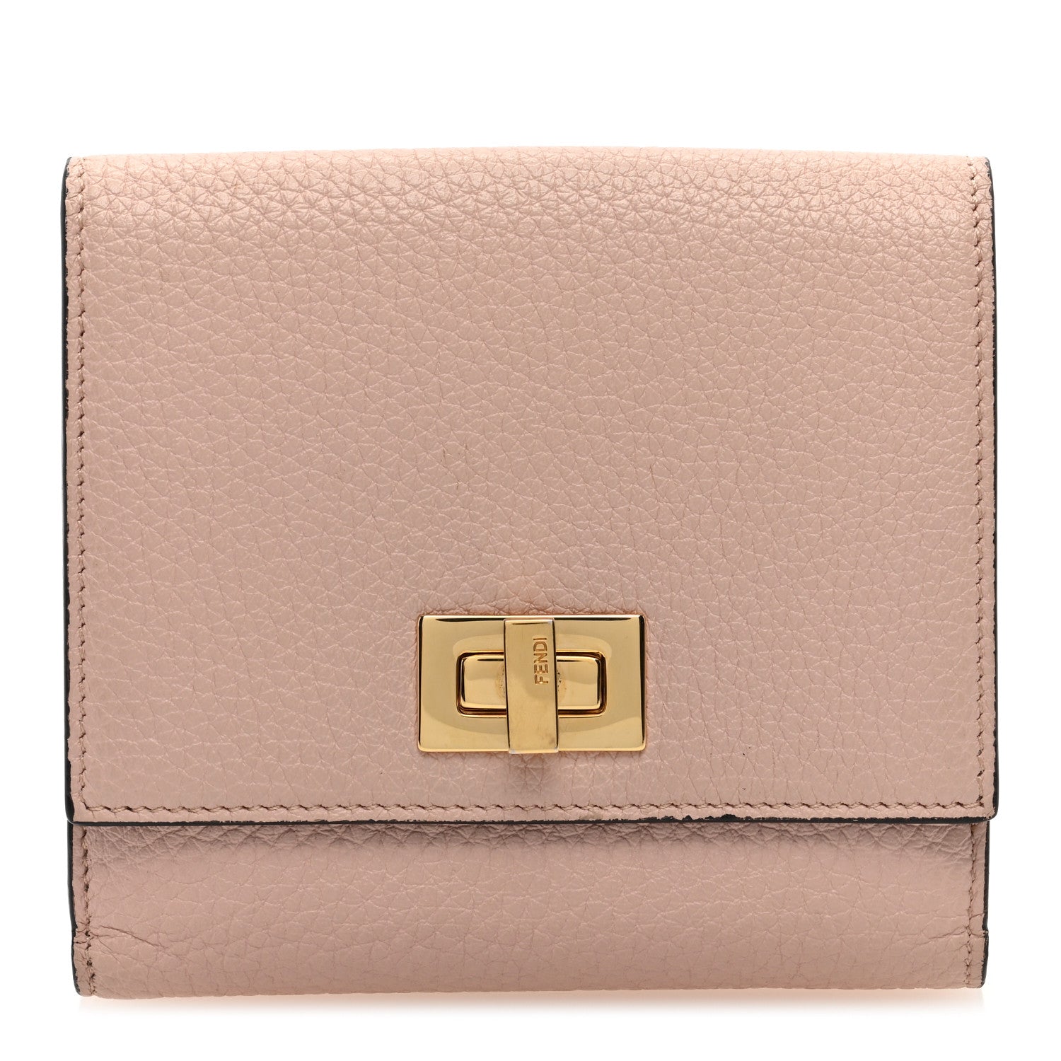 Fendi Cuoio Romano Vitello Grace Micro Peekaboo Tri-Fold Wallet Cipria Fango 1 of 7