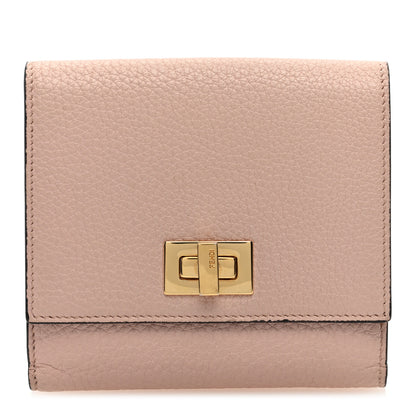 Fendi Cuoio Romano Vitello Grace Micro Peekaboo Tri-Fold Wallet Cipria Fango 1 of 7