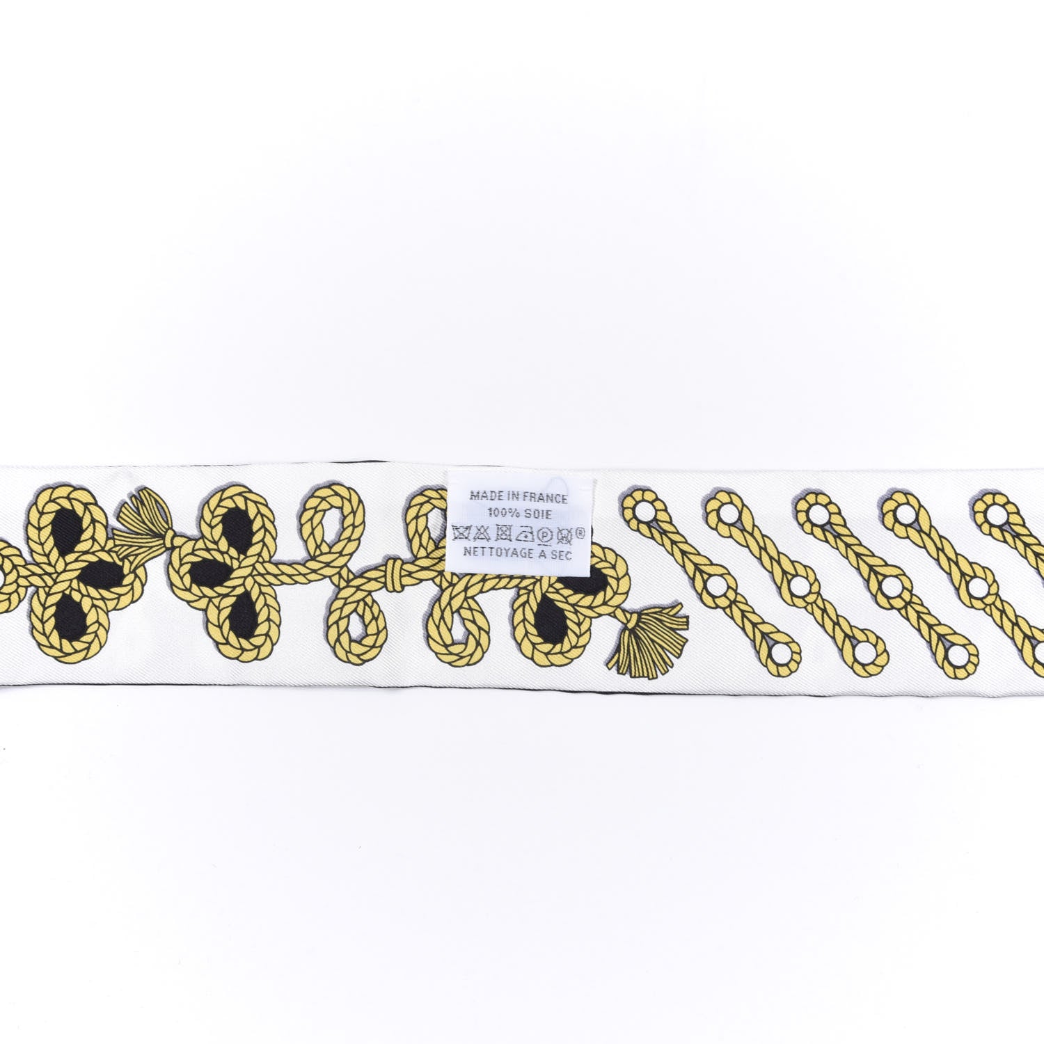 Hermes Silk Galons Et Brandebourg Twilly Black Gold White 2 of 4