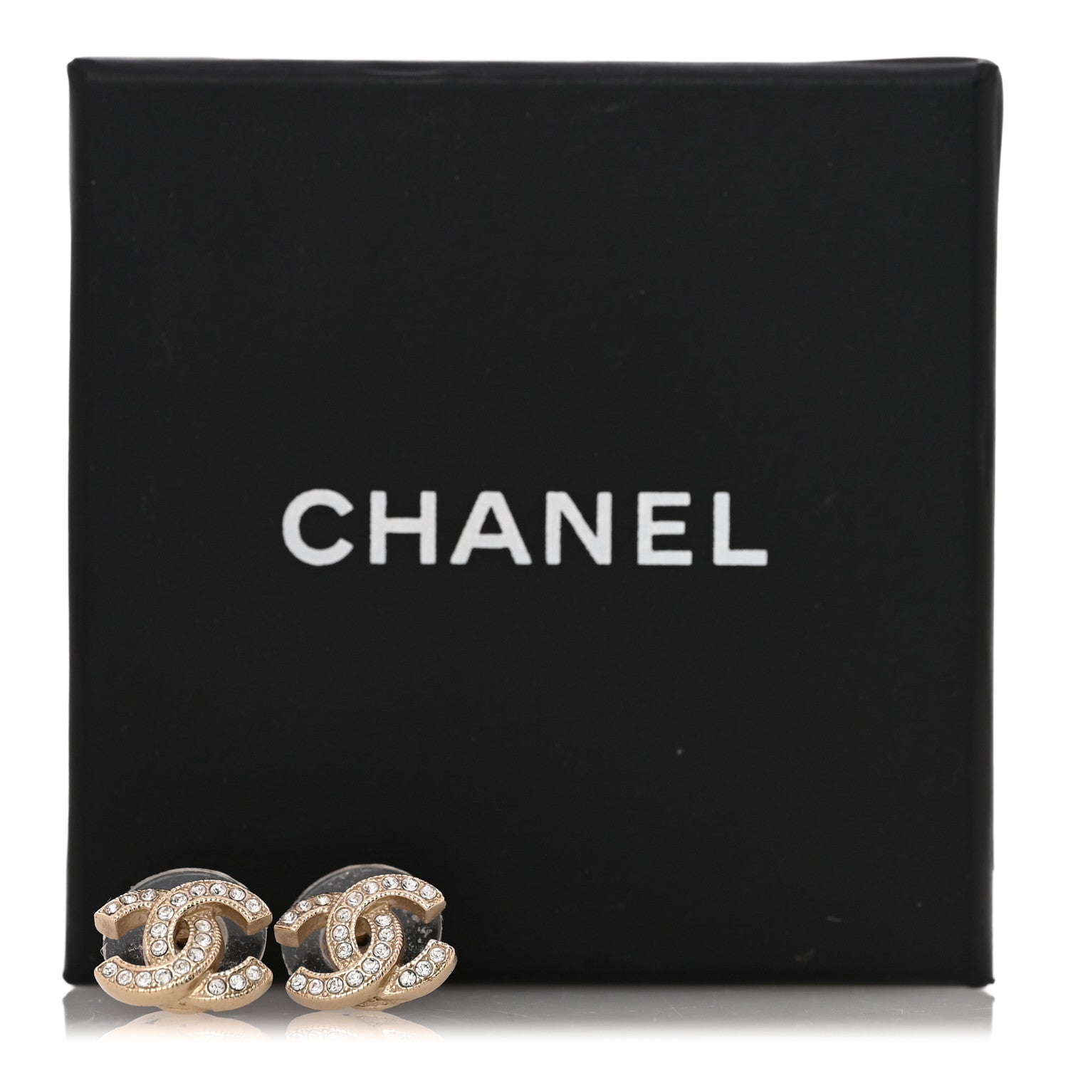 Chanel Crystal CC Earrings Gold 5 of 5