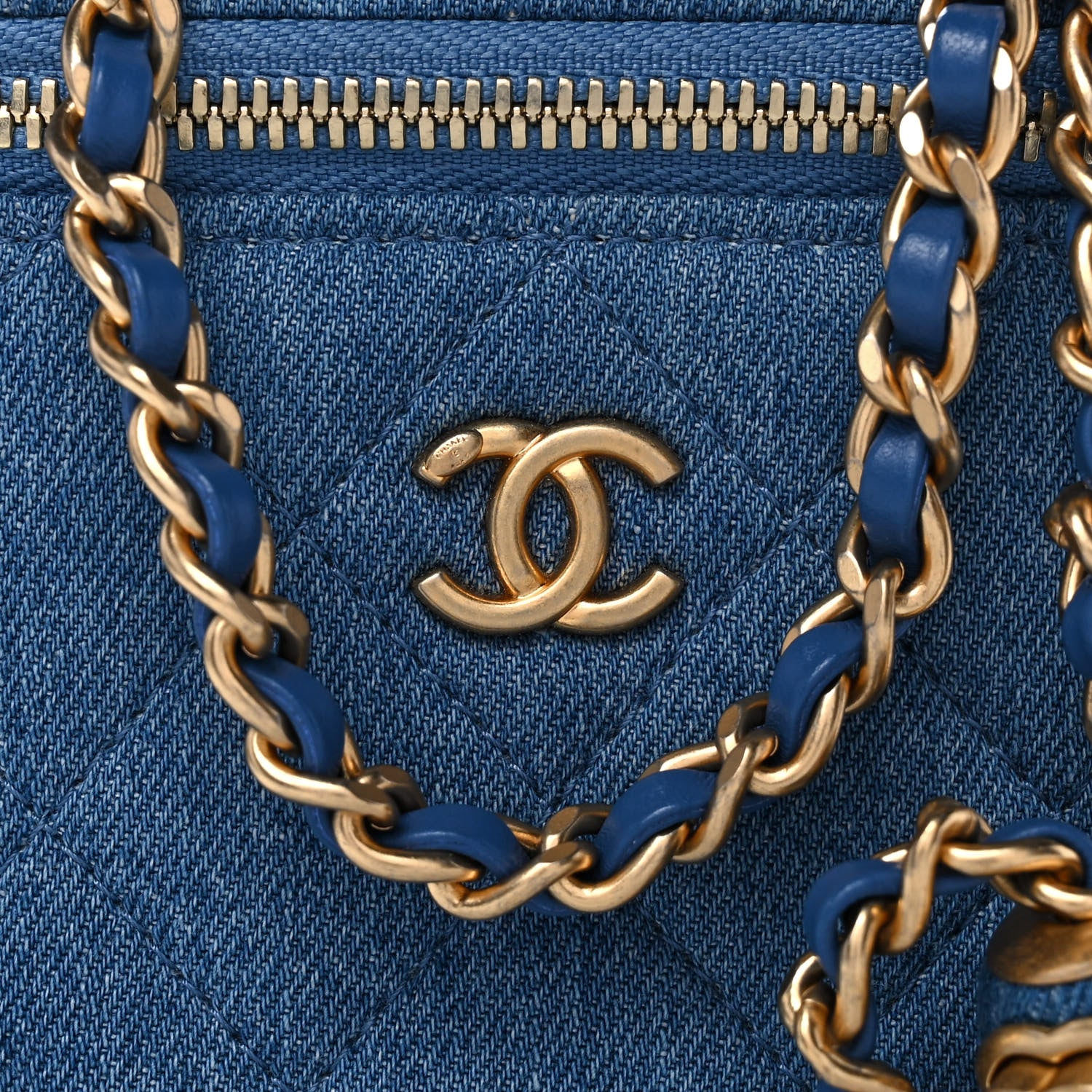 Chanel Denim Quilted Mini Pearl Crush Vanity Case With Chain 7 of 11