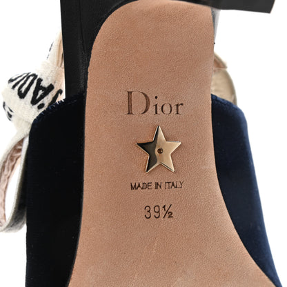 Christian Dior Velvet Ribbon J'Adoir Slingback 65mm Pumps 39.5 Deep Blue 7 of 8