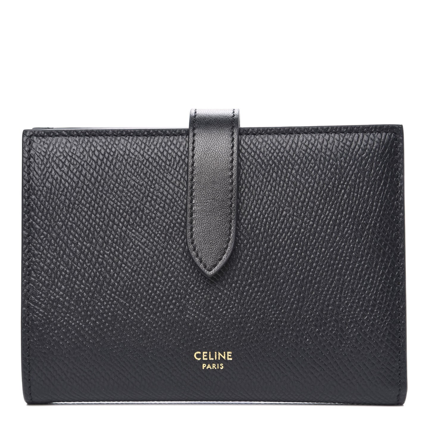 Grained Calfskin Medium Multifunction Strap Wallet Black