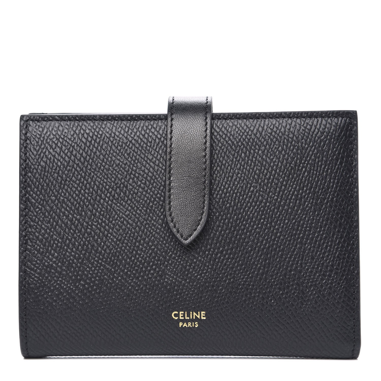 Celine Grained Calfskin Medium Multifunction Strap Wallet Black 1 of 7