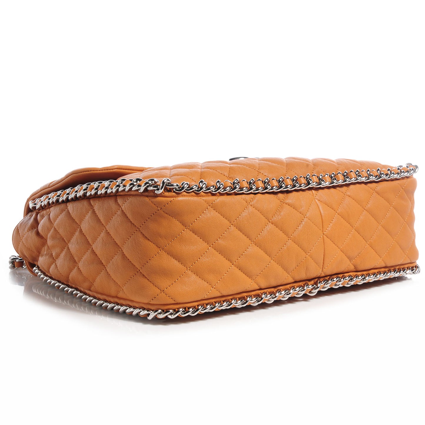 Washed Lambskin Chain Around Maxi Flap Bag Dark Beige