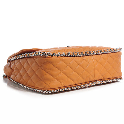 Chanel Washed Lambskin Chain Around Maxi Flap Bag Dark Beige 4 of 8