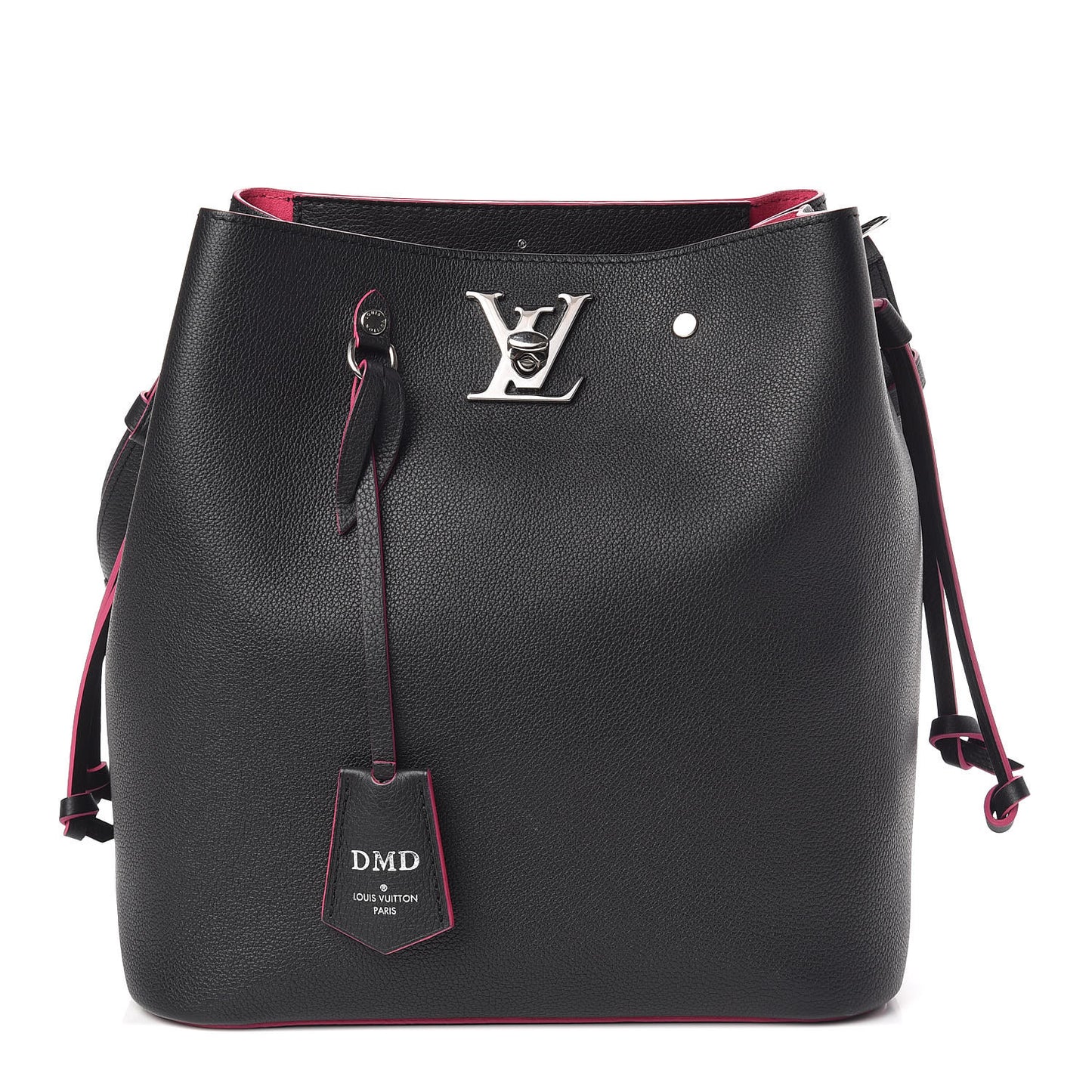 Calfskin Lockme Bucket Black