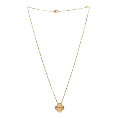 Van Cleef & Arpels 18K Yellow Gold Guilloche Vintage Alhambra Pendant Necklace 2 of 3