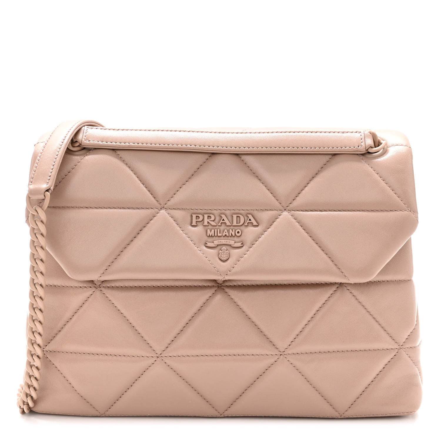 Prada Nappa Triangle Stitched Large Spectrum Bag Cipria 1 of 9