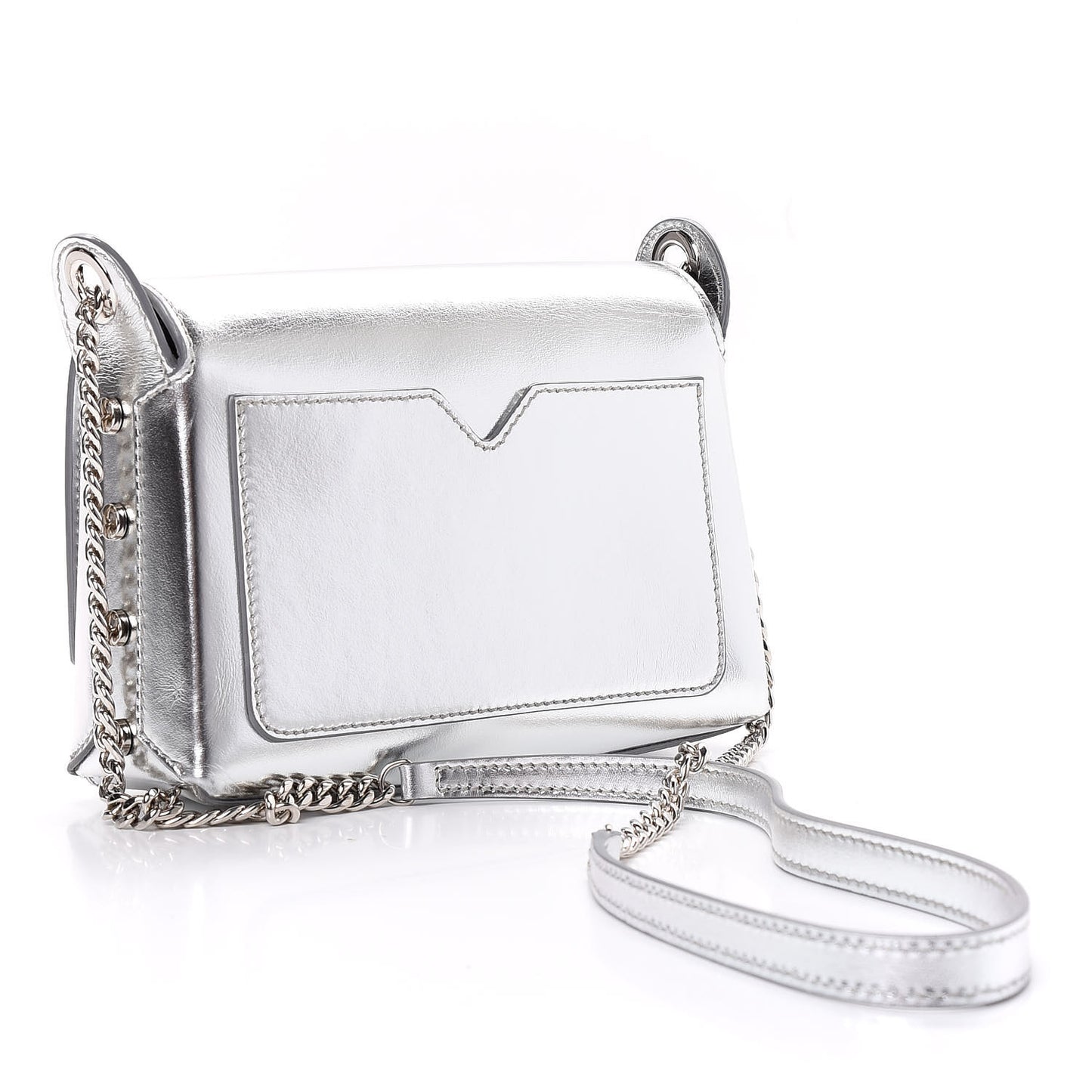 Metallic Calfskin Lockett Petite Shoulder Bag Silver