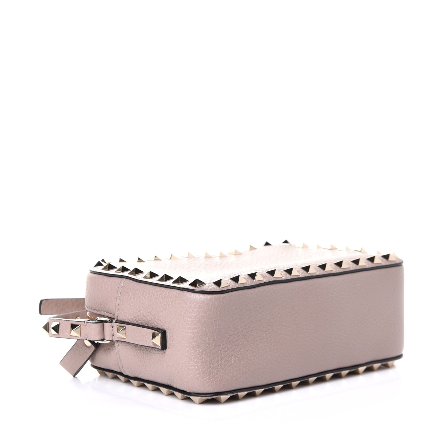 Grained Calfskin Rockstud Camera Crossbody Bag Poudre