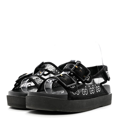 Gucci Tela Retino Kid Scamosciato Crystal GG Monogram Womens Dad Sandals 39 Black 3 of 6
