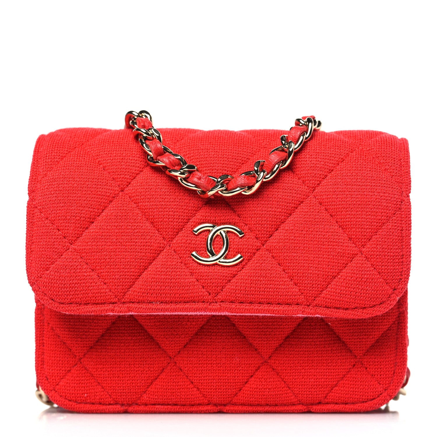 Chanel Jersey Quilted Micro Mini Flap Red 1 of 8