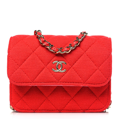 Chanel Jersey Quilted Micro Mini Flap Red 1 of 8