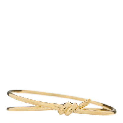 Tiffany 18K Yellow Gold Double Row Knot Hinged Bangle Bracelet 1 of 4