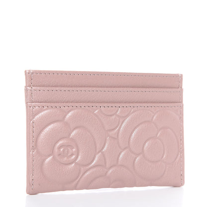 Chanel Goatskin Camellia Embossed Card Holder Light Pink 3 of 9