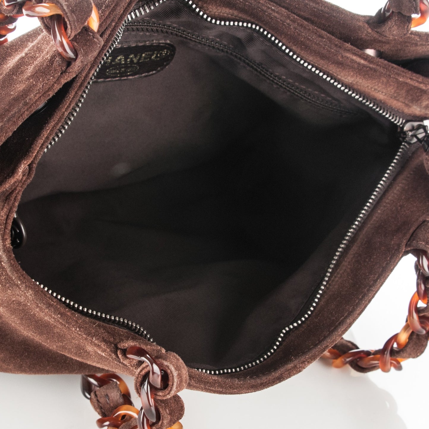 Suede Bekko Chain CC Shopping Tote Dark Brown