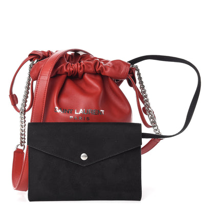 Saint Laurent Lambskin Small Teddy Bucket Bag Red 3 of 12