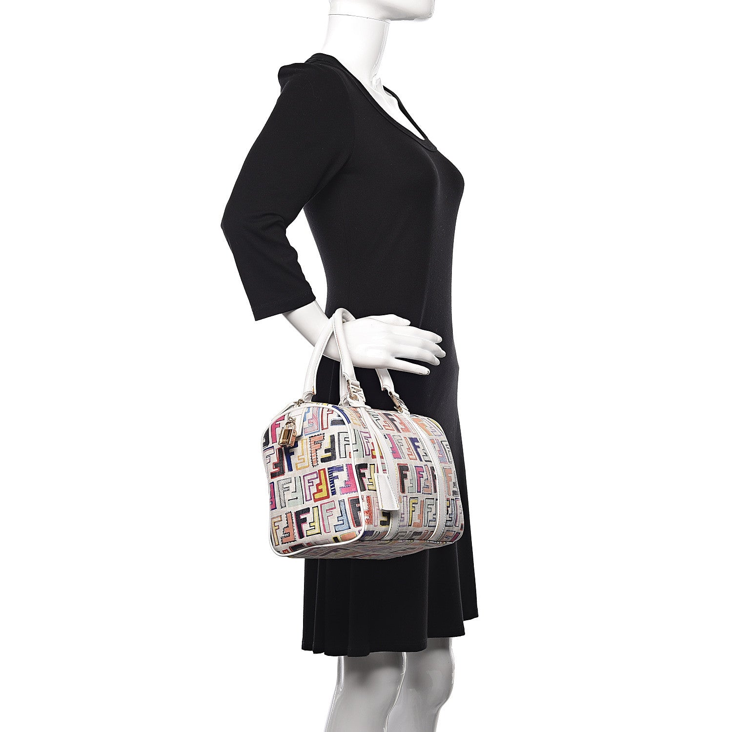 Fendi Zucca Spalmati Vitello FF Multicolor Forever Boston Multicolor White 2 of 11
