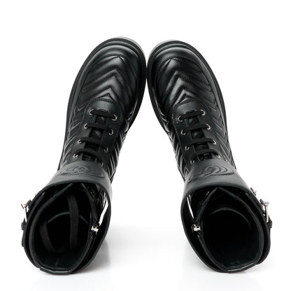 Gucci Nappa Frances GG Matelasse Platform Combat Boots 40 Black 2 of 10