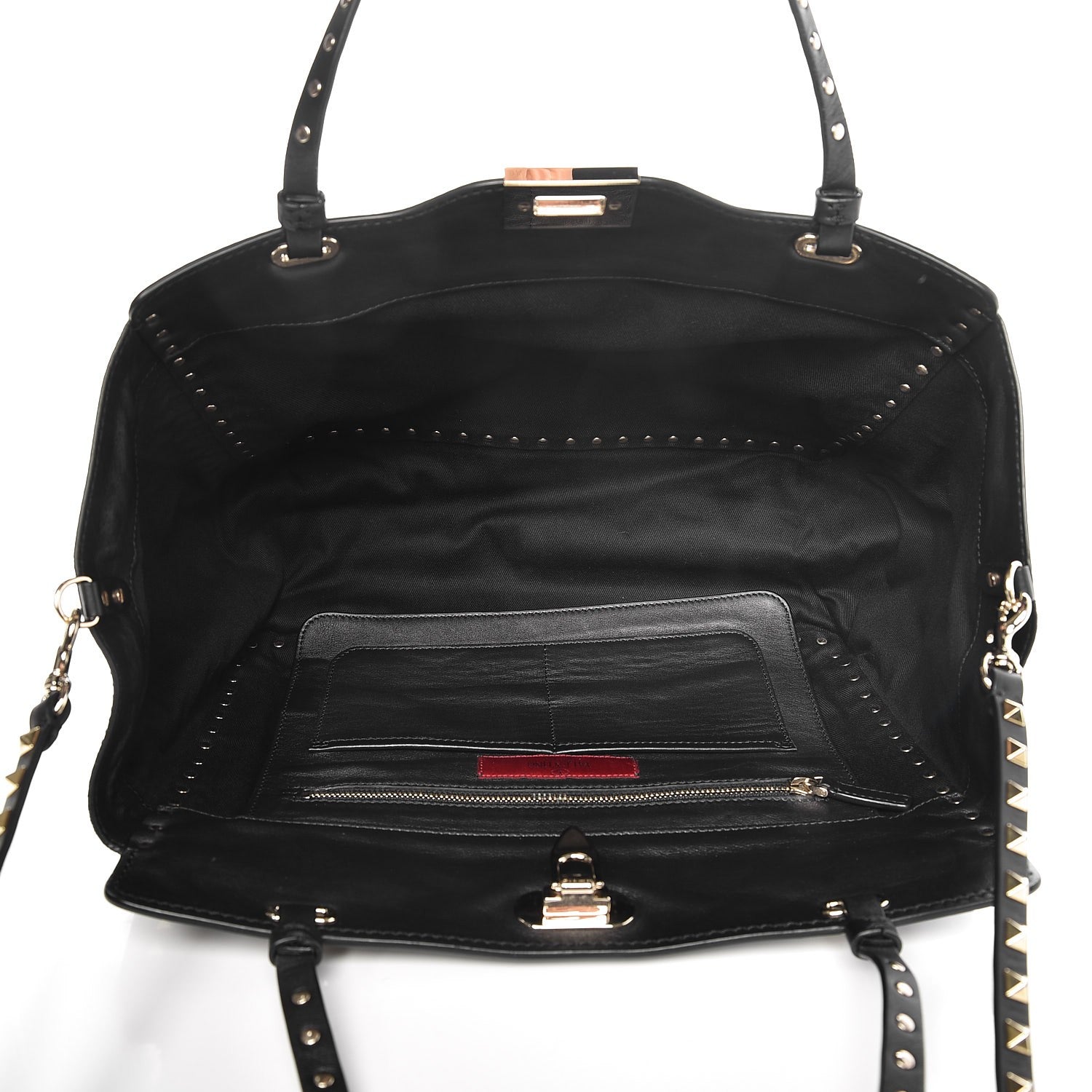 Valentino Garavani Vitello Medium Rockstud Tote Black 5 of 6