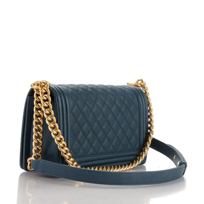 Chanel Caviar Quilted Medium Boy Flap Dark Blue 3 of 7
