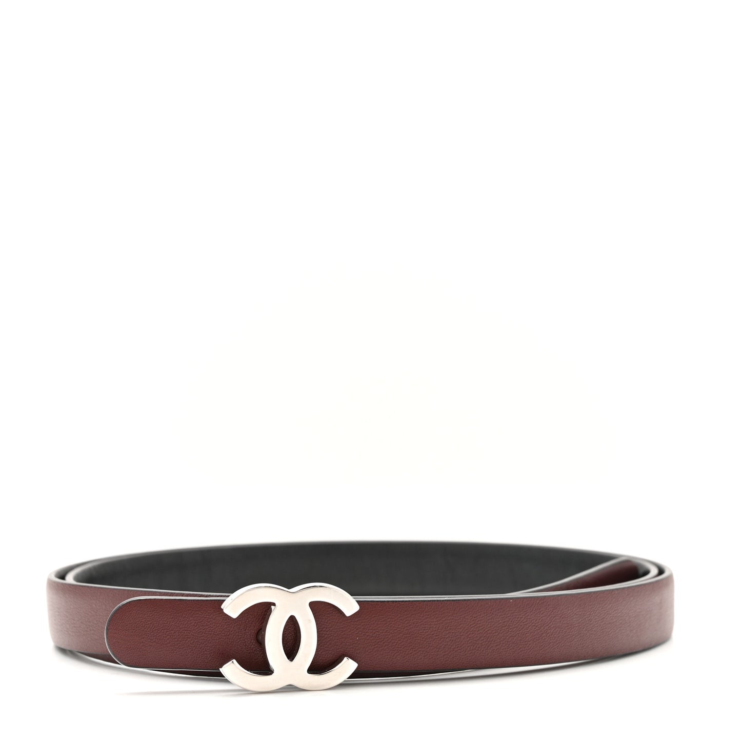 Calfskin CC Skinny Reversible Belt 90 36 Black Burgundy