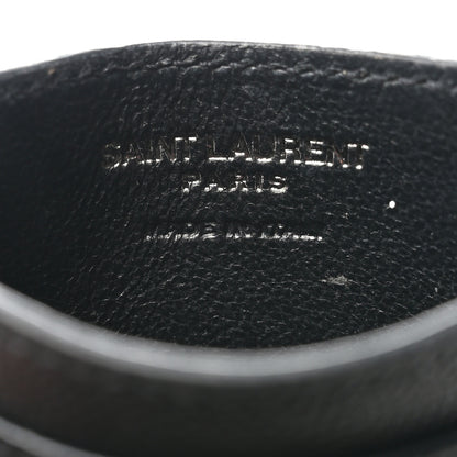 Saint Laurent Grain De Poudre Matelasse Chevron Monochrome Monogram Credit Card Case Black 6 of 8