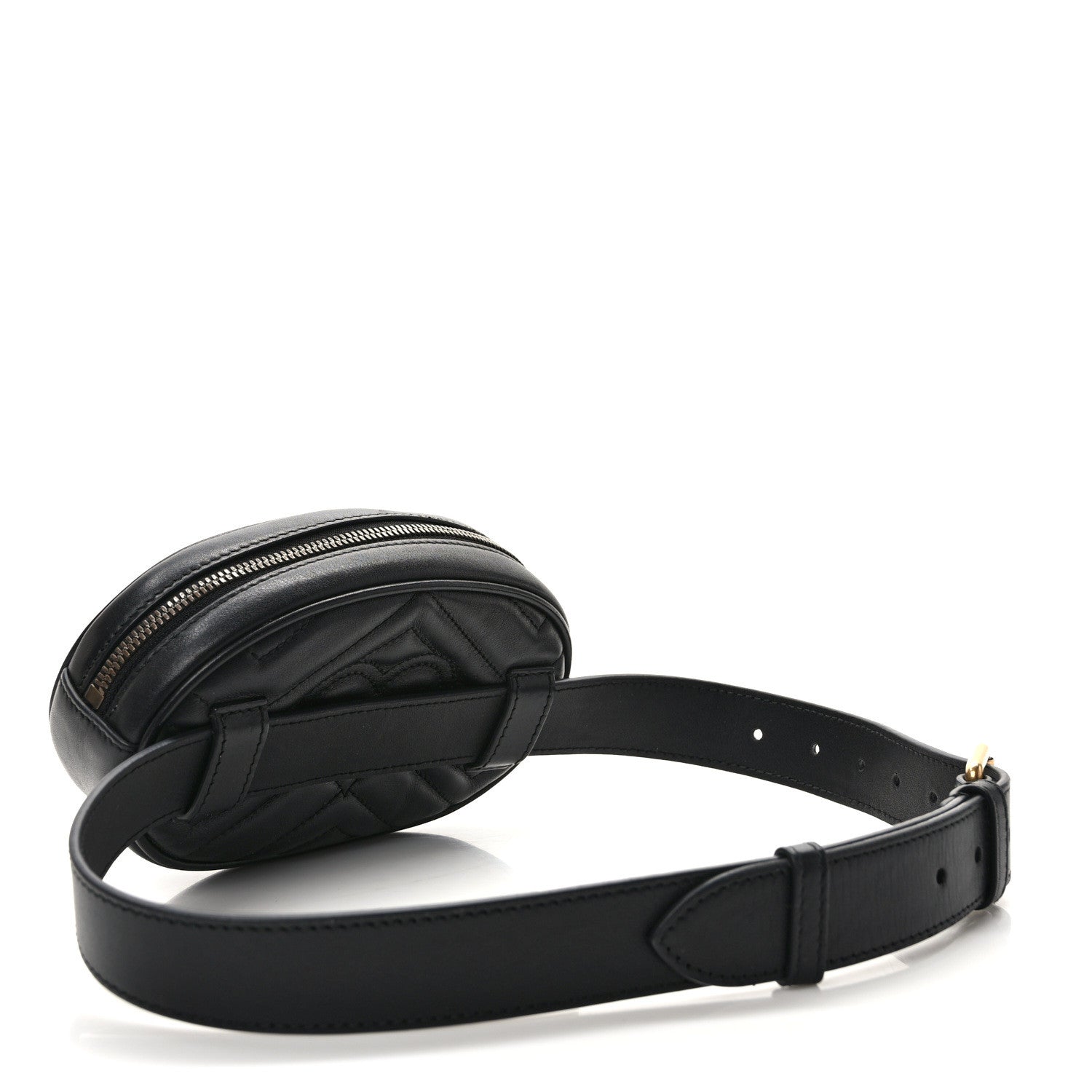 Gucci Calfskin Matelasse GG Marmont Belt Bag 75 30 Black 3 of 11