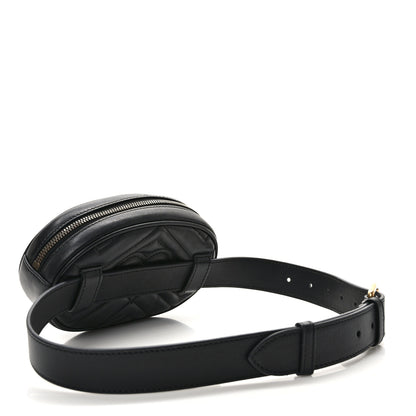 Gucci Calfskin Matelasse GG Marmont Belt Bag 75 30 Black 3 of 11