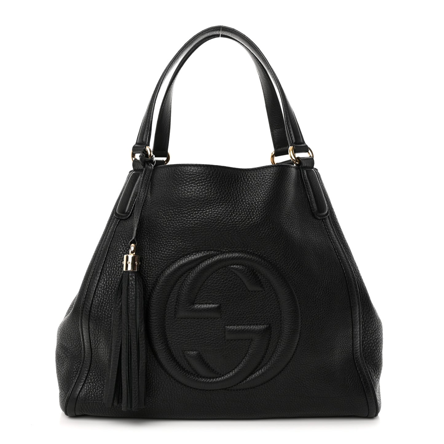 Pebbled Calfskin Medium Soho Shoulder Bag Black