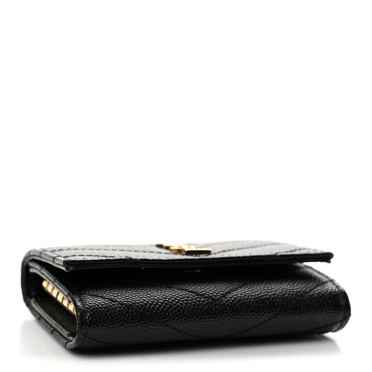 Saint Laurent Grain de Poudre Matelasse Cassandre Monogram Slim Key Case Black 4 of 11