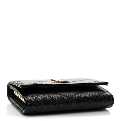 Saint Laurent Grain de Poudre Matelasse Cassandre Monogram Slim Key Case Black 4 of 11