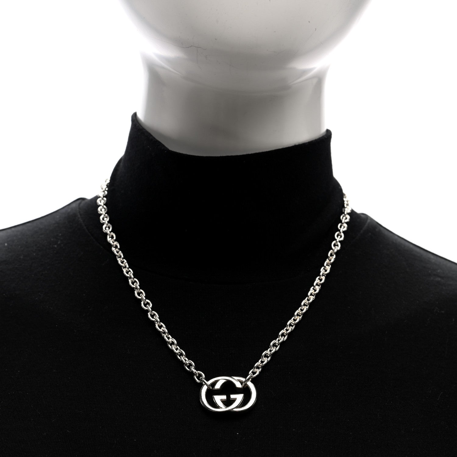 Gucci Sterling Silver Britt Interlocking GG Pendant Necklace 2 of 4
