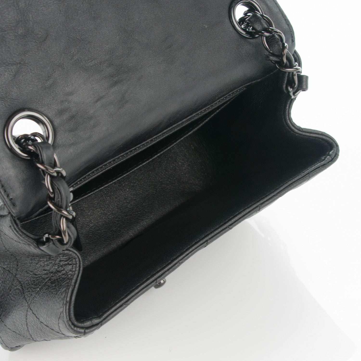 Chanel Crumpled Calfskin Quilted Mini Square Flap So Black 5 of 7
