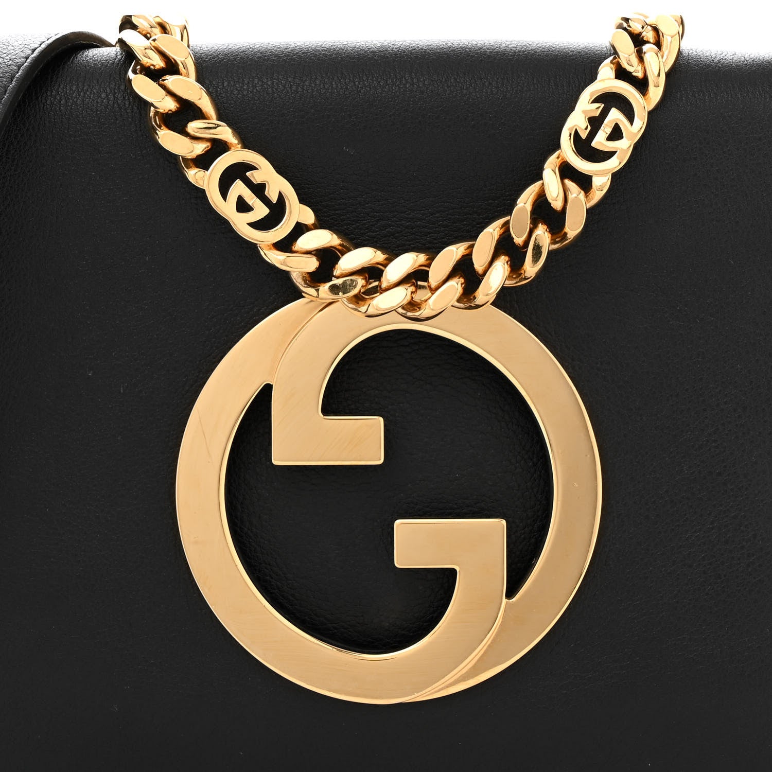 Gucci Roxy Calfskin Blondie Chain Shoulder Flap Bag Black 8 of 10