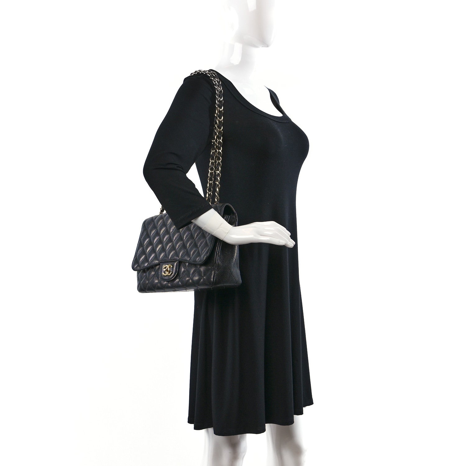 Chanel Caviar Quilted Jumbo Single Flap Black 2 of 10