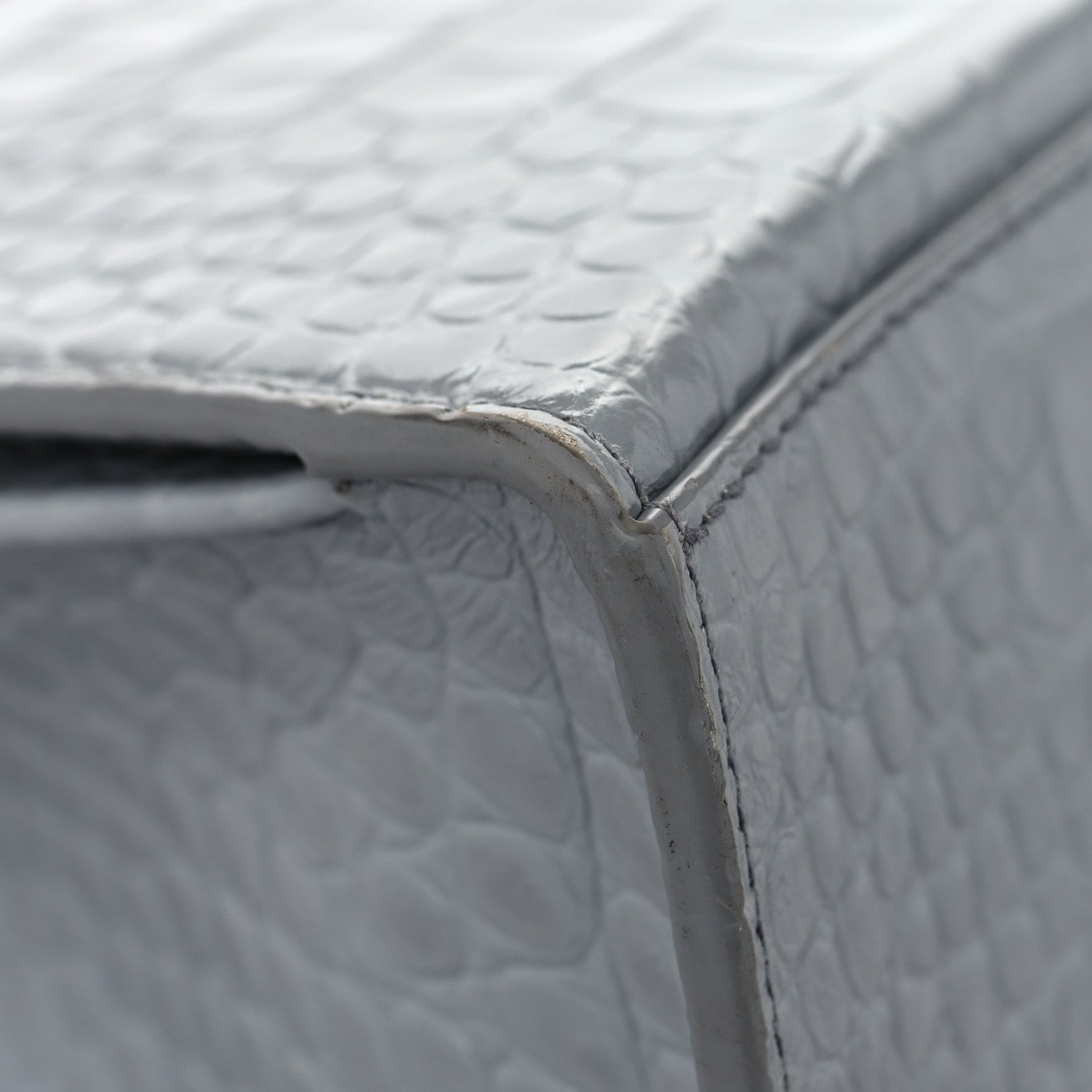 Balenciaga Shiny Calfskin Crocodile Embossed Medium Hourglass Top Handle Bag Balenciaga Grey 8 of 12